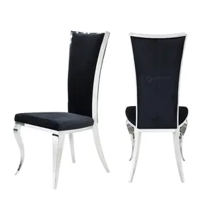 Chaise de salle à manger à haut dossier, en acier inoxydable, miroir argenté, style italien classique et moderne