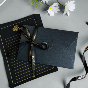 Sobre Negro con Rosa Dorada para el Día de San Valentín, Juego de Cartas de Amor Personalizadas para Novia, Papel de Escritura de Lujo para Declaraciones de Amor - Product Image 4