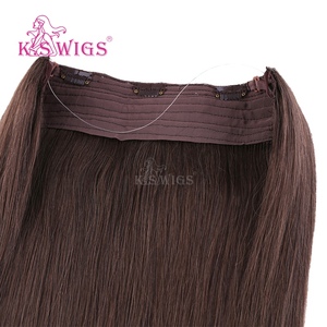 K.SWIGS 9 #   Extensions de cheveux invisibles brun foncé à double trame, cheveux humains Remy lisses, 10-30 pouces, 100g, sans clip, extensions Halo - Product Image 6