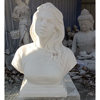 Portrait de visage en marbre grandeur nature sculpté à la main statue de buste de dame sculpture