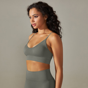 Factory Workout Clothes Girl's Seamless Yoga Shorts &amp; Breathable Sport Bra Sexy <strong>Crossed</strong> Back <strong>Tops</strong> From China - Product Image 4