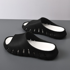 Men's Outdoor <b>Slides</b> Thick Soled Platform Breathable Non <b>Slip</b> Comfortable Beach Sports Sandals Black Purple - Product Image 4