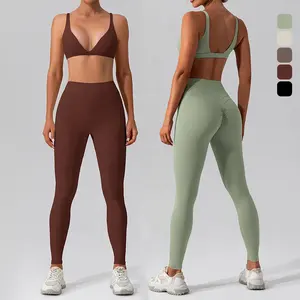 2023 yeni Arial iki parçalı kıyafetler kadınlar Yoga ve Pilates egzersiz özel yeşil Set popo ezme aktif Set