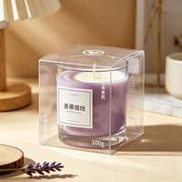 Boîte d'emballage transparente en PET biodégradable pour bougies parfumées et cadeaux artisanaux, design pliable personnalisable avec logo imprimé