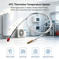 Sonde de température NTC personnalisée avec connecteur en laiton et câble de longueur adaptable pour chauffe-eau, pompe à chaleur, CVC et contrôle industriel