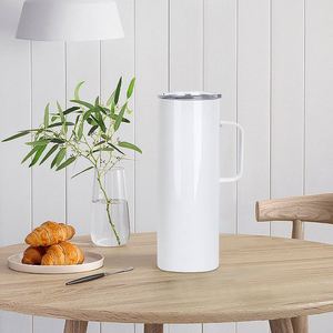 Gobelet isotherme droit en acier inoxydable à double paroi de 20 oz, sans BPA, de haute qualité, pour sublimation, avec poignée et paille, garde au chaud et au froid - Product Image 2