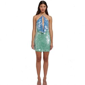 sachin and babi light blue dress Black Cowl Neck Pearl Sequin Mini Dress main image 1