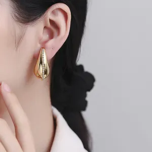 hengdian Sale Gold P Hoop Earrings For Women Jewelry 18K Copper Alloy Double Colors Zircon Hoop Earring Women Popular