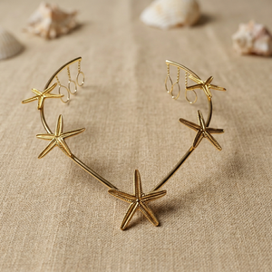 Gold Plated Brass <b>Tiara</b> Starfish Geometric Wire <b>tiara</b> <b>for</b> <b>Wedding</b> Party Gift - Product Image 2