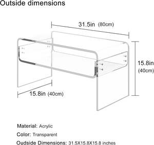 Современный Прозрачный Прямоугольный акриловый журнальный столик для чая, открытый столик для хранения для гостиной, офиса, спальни, ящики для хранения мебели - Product Image 3
