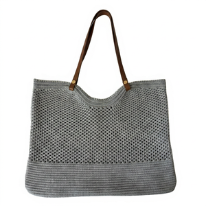 Bolso de Hombro Tejido para Mujer con Correa de Cuero, Bolso Tote Casual Elegante, Bolso de Ganchillo a la Moda, Bolso Tejido para Uso Diario - Product Image 1
