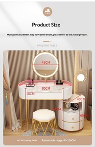 Espejo LED Moderno Ajustable con Iluminación, Tocador de Madera de Pino Sólido con Almacenamiento para Hotel, Apartamento, Dormitorio, No Requiere Instalación - Product Image 6