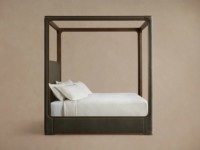 Lit plateforme à baldaquin en bois massif moderne pour chambre principale, design inspiré des hôtels de luxe