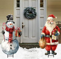2er-Pack Mehrsprachiger Weihnachtsmann-Babydrache, Metallene Feen-Sprühhorn mit Schneeflocken-Effekt, Feiertagsgarten-Dekoration