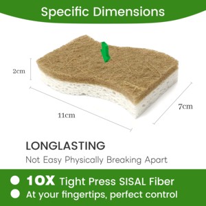 12 PACK Biologisch abbaubare natürliche Gerichte Küchen schwämme Kompost ierbarer pflanzlicher Cellulose-Kokosnuss-Walnuss-Wäscher-Schwamm - Product Image 2