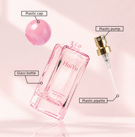 Guangzhou Huiyu - Flacons de parfum carrés en verre rose de 50 ml (1,69 oz) - Logo personnalisé - Flacon vide pour eau de parfum avec emballage et design de boîte