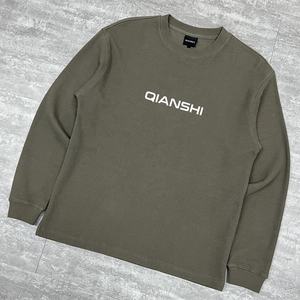 Camiseta de Diseño Exclusivo de Gran Gramaje con Hombros Caídos, Estampada, Cuello Redondo, Estilo Waffle, Oversize, Manga Larga - Fabricante - Product Image 3