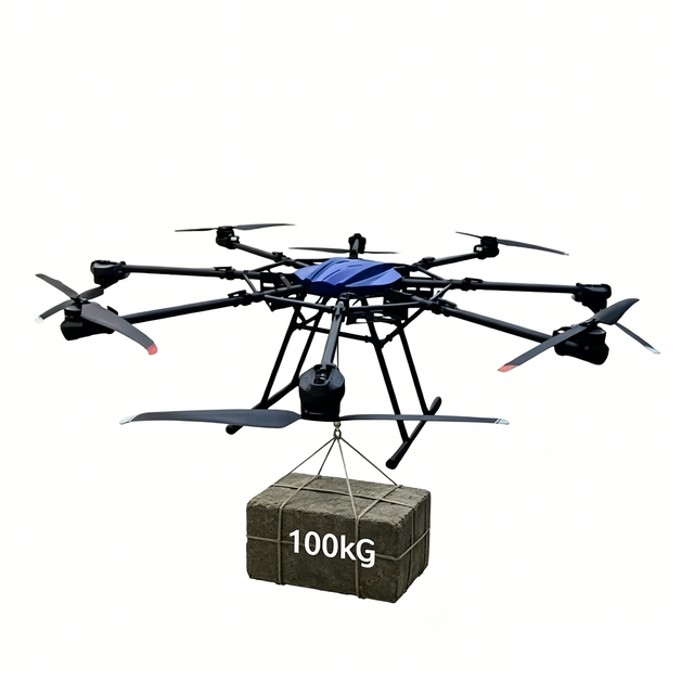Heavy Load Industrial Drone 100kg Capacity 8 Axis Long Range Cargo Drone for Industrial Equipment Transportation