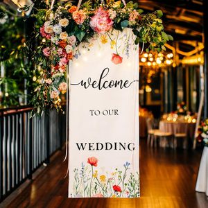 <span class=keywords><strong>Bienvenue</strong></span> à notre <span class=keywords><strong>mariage</strong></span> - Bannière de <span class=keywords><strong>bienvenue</strong></span> florale pour <span class=keywords><strong>mariage</strong></span> - Bannière de cérémonie - Product Image 1