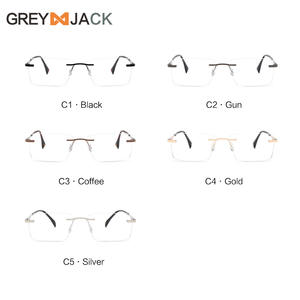 Lunettes carrées sans monture Greyjack pour hommes, monture en métal, verres en ac, style professionnel confortable - Product Image 3