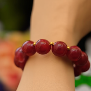 Fashion Beaded <b>Bracelet</b> <b>Red</b> Agate Round Beads Gold Plated 316L Stainless Steel Stretchable Jewelry For Women - Product Image 3