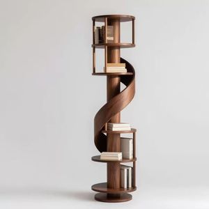 Étagère de rangement, présentoir dentaire, étagère Bogu en noyer noir, bibliothèque domestique, étagère d'angle pour salon, étagère de rangement sur pied - Product Image 3