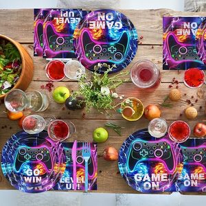 ชุดตกแต่งปาร์ตี้วิดีโอเกม Damai อุปกรณ์จัดปาร์ตี้เกม ประกอบด้วยจาน กระดาษเช็ดปาก แก้ว ช้อนส้อม สำหรับตกแต่งงานวันเกิดเกมเมอร์ - Product Image 4