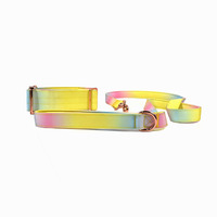 Correa para Perro Lunong Fashion con Degradado de Color Personalizado, Logotipo en Cinta, Clip de Liberación Rápida, Lavable a Máquina, Poliéster Duradero