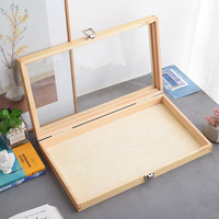 Boîte à thé en pin rectangulaire en bois sculptée à la main, taille personnalisée, couvercle transparent en acrylique, emballage cadeau