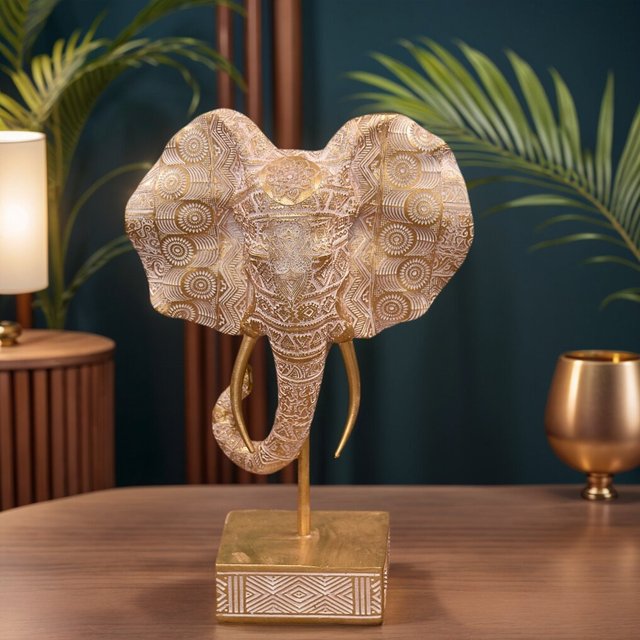 NANSI Nordic-style Wealth-attracting Handmade Hand-painted Golden Elephant-head Resin Ornament Creative Home Decor Living Room
