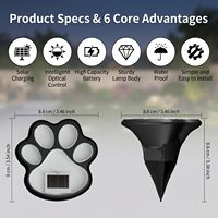 Lampes solaires LED en forme de patte pour l'extérieur, lumières solaires pour allées de jardin, cour, terrasse, pelouse, lumière sans fil pour chien
