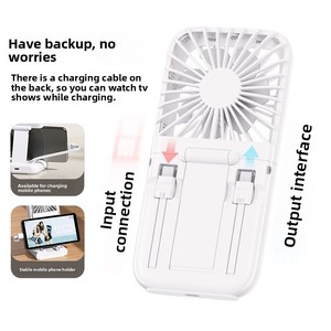 Ventilatore Pieghevole Portatile con Raffreddamento a Semiconduttore, Cavo Integrato, <span class=keywords><strong>Power</strong></span> <span class=keywords><strong>Bank</strong></span>, 7+ Pale, Supporto Telefono, Mini - Product Image 4