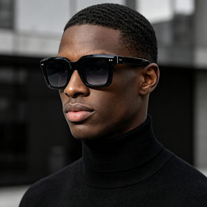 Mellume Retro Square Acetate <strong>Sunglasses</strong> Men Thick Frame UV400 <strong>Polarized</strong> OEM ODM Driving Eyewear Custom Logo Black Sun Glasses - Product Image 1
