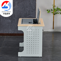 Table d'ordinateur encastrée avec écran LCD escamotable en métal pour salle de classe et salle de formation