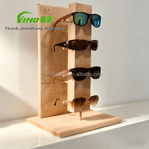 Soportes de almacenamiento de encimera de venta al por menor verticales de varios niveles, soporte de exhibición de gafas de sol de madera ecológico - Product Image 1