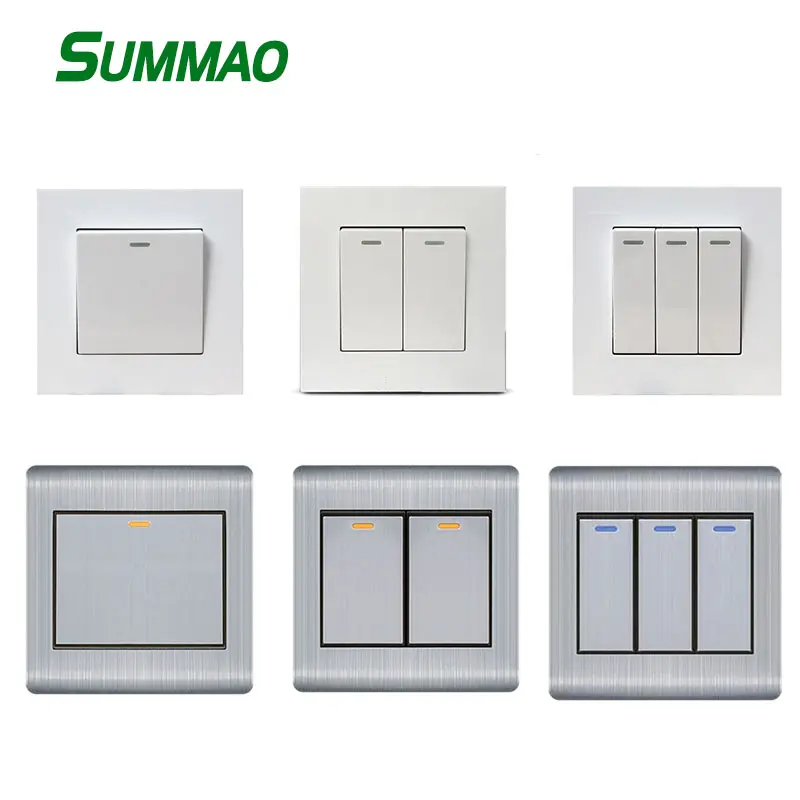 Chải 1 2 3 băng nhóm 110V 240V Công tắc đèn ổ cắm push button cảm ứng điện tuya thông minh Google nhà Wifi tường chuyển đổi