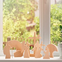 Ensemble de scène de la Résurrection de Pâques, décoration en bois pour la scène de Pâques, décoration de table pour la maison, figurine chrétienne de printemps, ornement