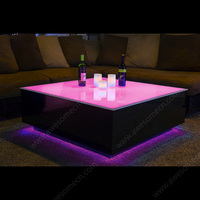 Table en verre LED Infinite, style contemporain, table basse ou table de bar pour boîte de nuit, table miroir LED Infinity Glow