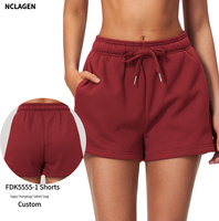 NCLAGEN Short de sport pour femme, pantalon de survêtement ample à jambes droites avec cordon de serrage à la taille et poches latérales, short de course et de fitness en plein air