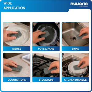 Spugne abrasive in lana d'acciaio con sapone incorporato, scrubber per pulizia intensiva per cucina e uso domestico - Product Image 4