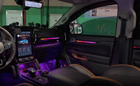 Kit d'éclairage LED dynamique 64 couleurs pour l'intérieur de voiture Ford Ranger Raptor 2023-2025 RHD/LHD, éclairage d'ambiance, garniture de panneau, mise à niveau de l'éclairage intérieur