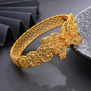 France Luxury Bangle For Women Dubai Gold Color Indian Moroccan Big Bracelet Jewelry Arabic African Wedding