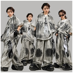 Camisetas Holgadas <span class=keywords><strong>de</strong></span> Moda Urbana para Niños, Ropa <span class=keywords><strong>de</strong></span> Actuación Hip-Hop, Conjuntos <span class=keywords><strong>de</strong></span> Baile Modernos y Elegantes para Niñas - Product Image 1