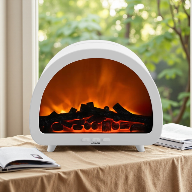 3D Fireplace Flame Humidifier Aroma Diffuser Ultrasonic Mist Wood Grain Essential Oil Diffuser Bedroom comfort Use