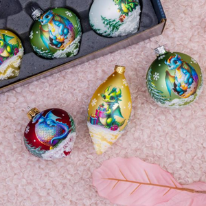 Adornos navideños <span class=keywords><strong>de</strong></span> dragón encantado, decoración <span class=keywords><strong>de</strong></span> cristal colorida con escenas mágicas <span class=keywords><strong>de</strong></span> invierno, perfectas para decoración navideña - Product Image 3
