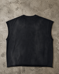 Custom Street Wear Custom Men's Dtg Printed Raw Hem Cut Edge tank <b>Top</b> <b>Distressed</b> Graphic Sleeveless T-shirt for Men - Product Image 2