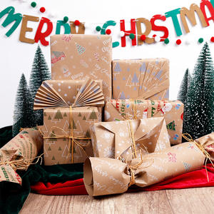 Wholesale 80g Double-Sided Kraft Print <b>Christmas</b> Custom 43cm X 10m <b>Roll</b> <b>Wrapping</b> <b>Paper</b> for Packaging - Product Image 6