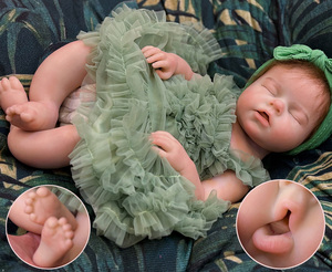 Poupée réaliste bébé fille de 20 pouces en silicone lesté, corps entier, nouveau-né endormi, avec bouche ouvrable, cheveux en mohair implantés à <span class=keywords><strong>la</strong></span> main, jouet doux - Product Image 2