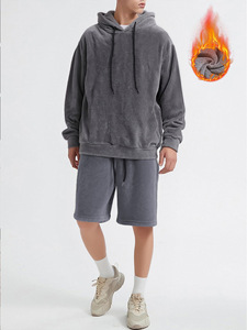 Vente en gros Automne Hiver Mode Urbaine Européenne Américaine Décontractée et Relâchée un Ensemble Sweat-shirt et Short Uni pour <span class=keywords><strong>Homme</strong></span> - Product Image 3
