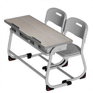 Bureaux et chaises métalliques commerciaux en gros pour étudiants, ensemble de bureaux doubles avec tiroirs pour l'écriture <span class=keywords><strong>scolaire</strong></span>, mobilier <span class=keywords><strong>scolaire</strong></span> en gros - Product Image 1